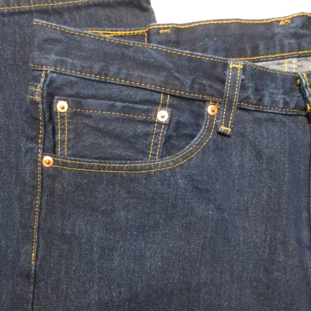 LEVI’S mens PANTS denim DARK BLUE jeans 505 regular fit DARK WASH size 38x30